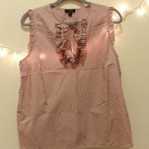 J Crew Striped Ruffled Blouse